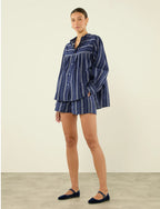 Daphne: Cotton Voile, Navy and White Stripe