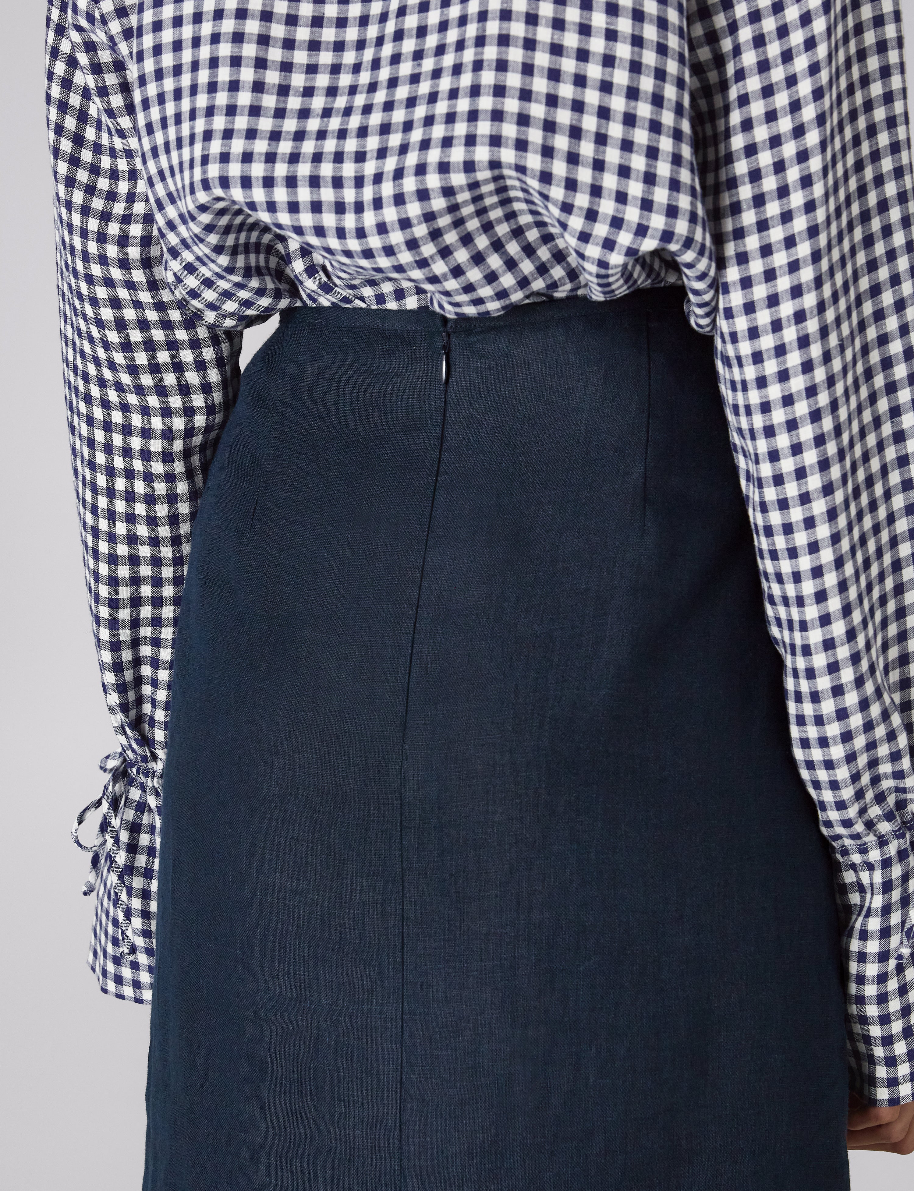 Clara Skirt: Linen, Navy Blue
