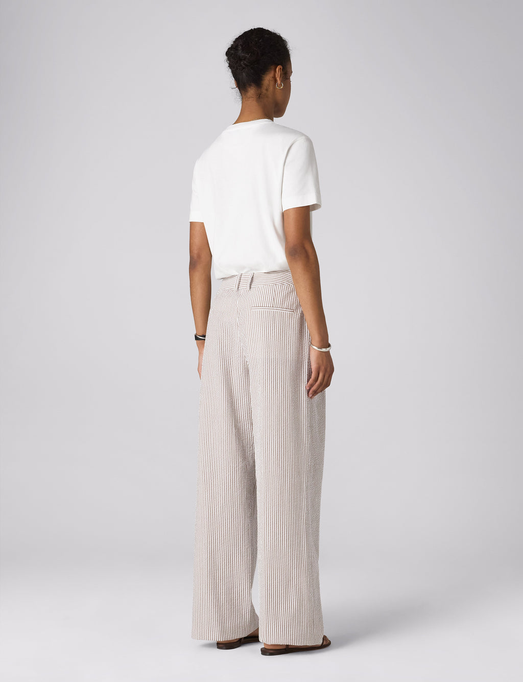 Rampling Trouser: Seersucker, Mocha Stripe