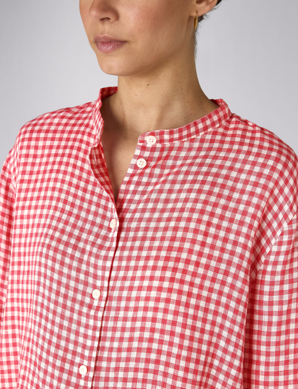 Rye Blouse: Linen, Post Box Red Gingham