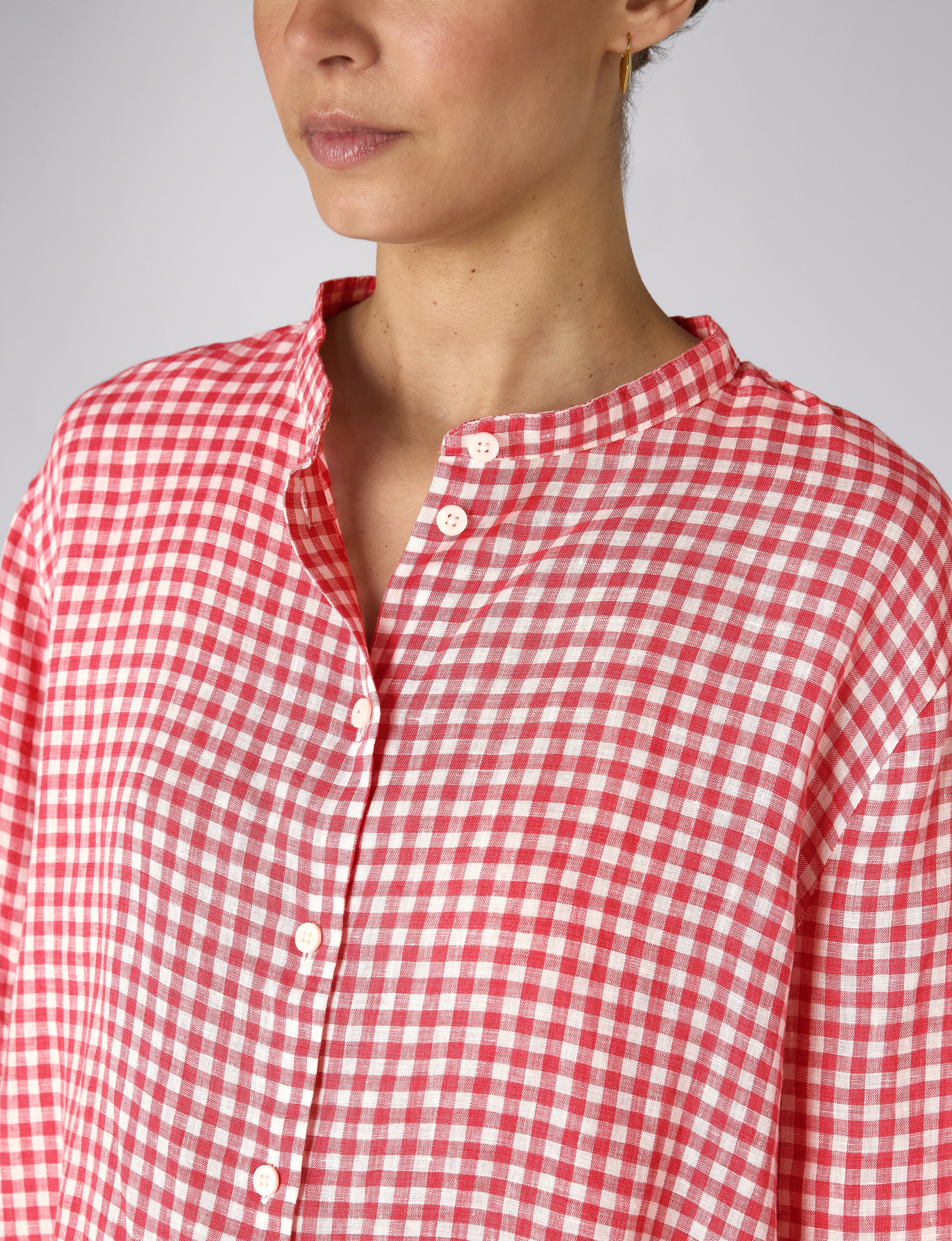 Rye Blouse: Linen, Post Box Red Gingham