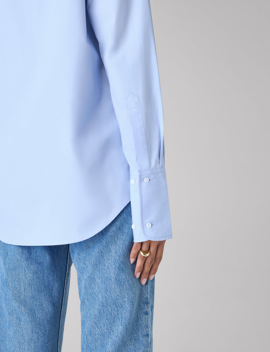 The Boyfriend Exaggerated Cuff: Fine Poplin, Sky Blue