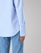The Boyfriend Exaggerated Cuff: Fine Poplin, Sky Blue