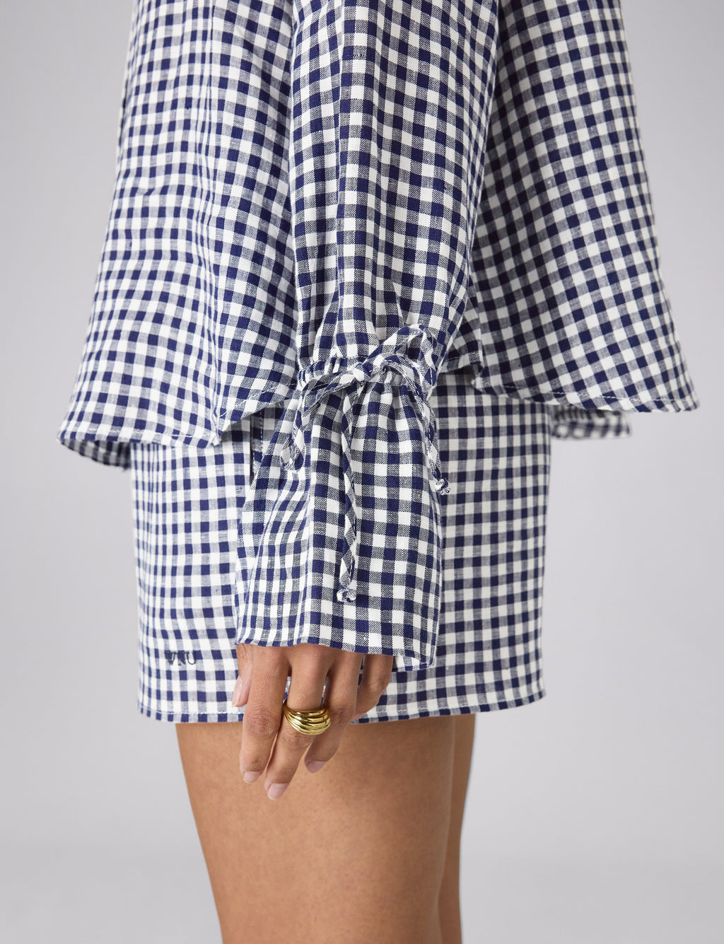 Rye Blouse: Linen, Navy Blue Gingham