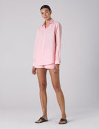 The Boyfriend: Fine Poplin, Light Pink Stripe