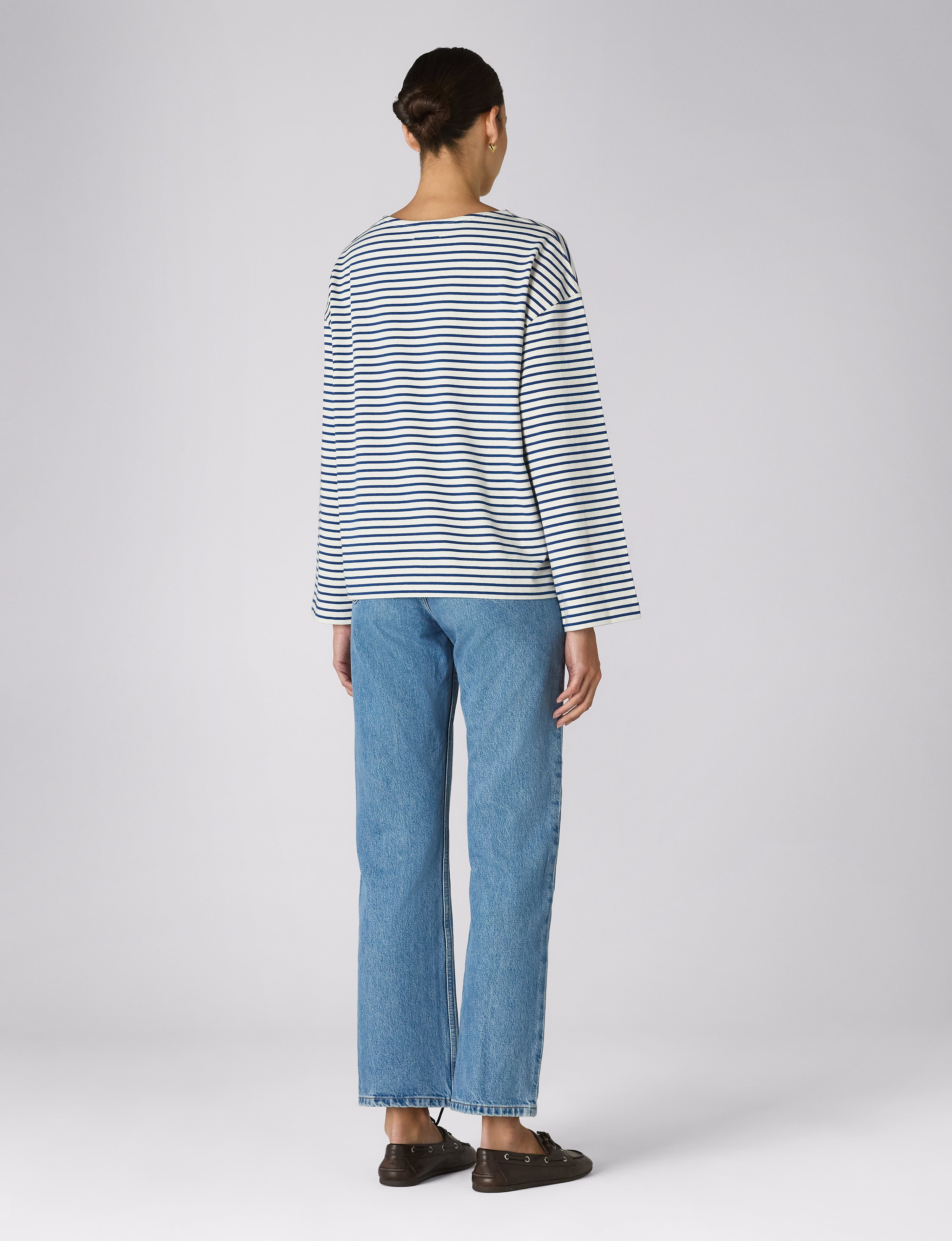 Harbour Breton: Cotton Jersey, Ecru and Blue Stripe
