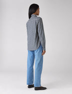 The Classic: Fine Brushed, Navy Blue Check