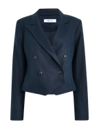 Belgravia Cropped Blazer: Linen, Navy Blue
