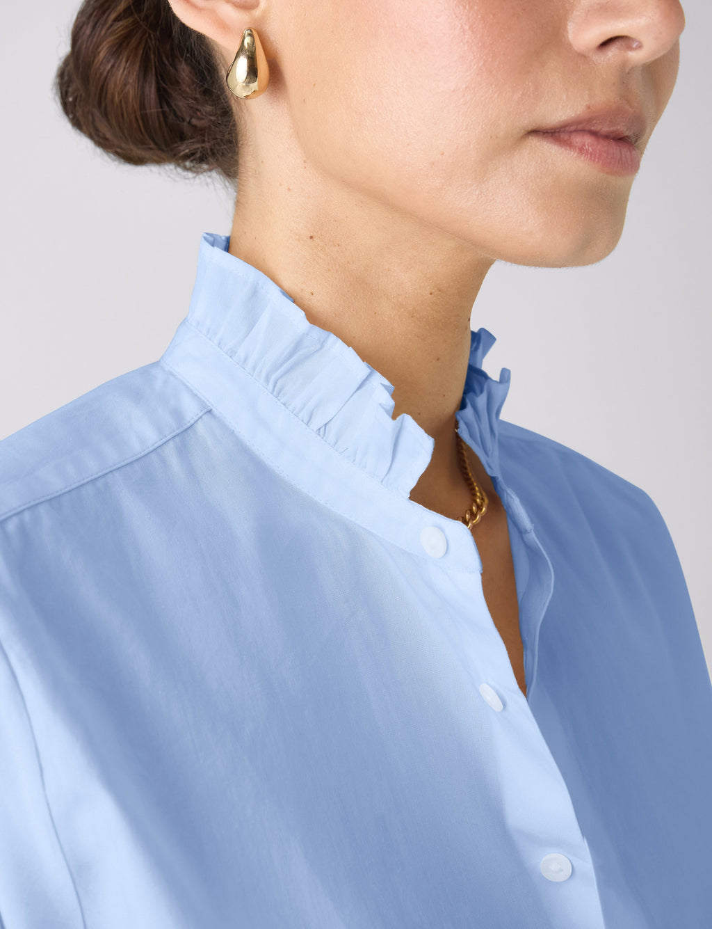 Kew Blouse: Fine Poplin, Sky Blue