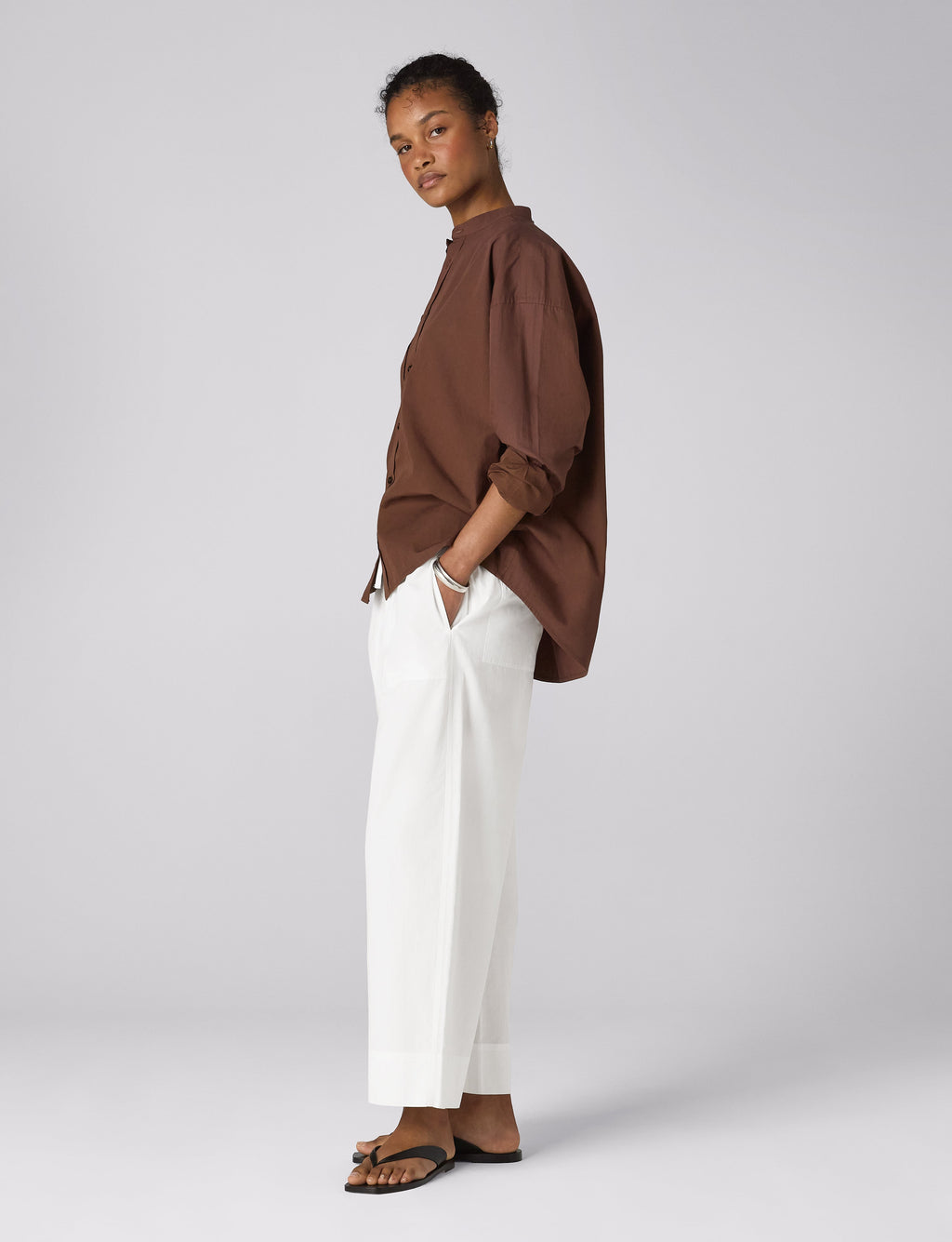 Portlligat Shirt: Fine Poplin, Mocha x Lucy Williams