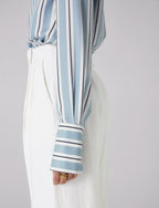 The Boyfriend Exaggerated Cuff: TENCEL™ Lyocell, Slate and Black Stripe