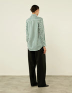 The Boyfriend: TENCEL™ Lyocell, Forest Green Stripe