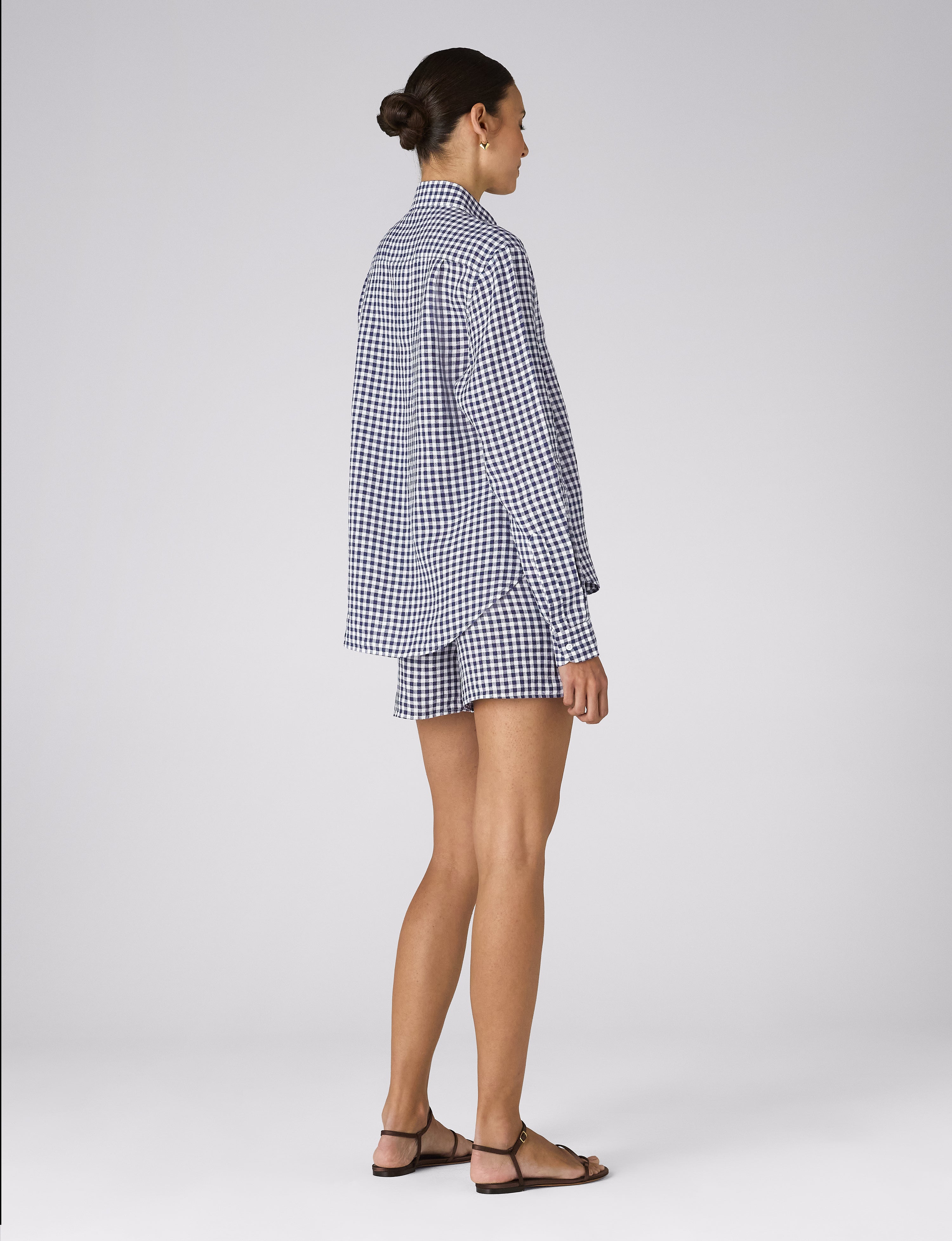 The Classic: Linen, Navy Blue Gingham