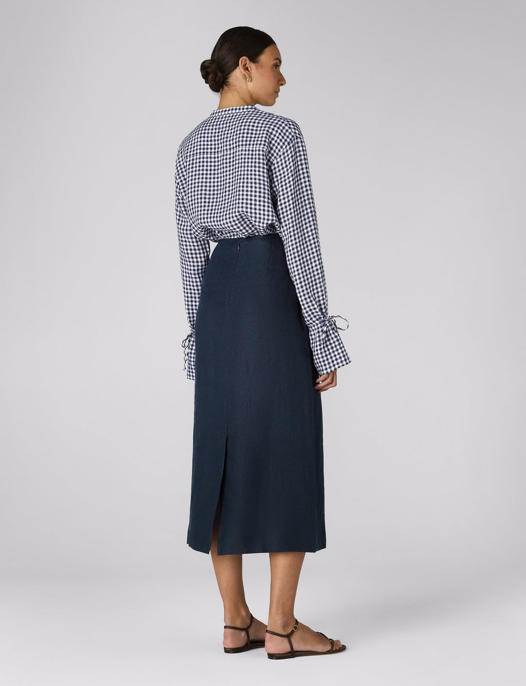 Clara Skirt: Linen, Navy Blue