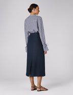 Clara Skirt: Linen, Navy Blue