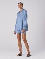The Weekend: TENCEL™ Lyocell, Cornflower and Mocha Stripe