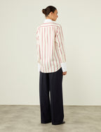 The Boyfriend Exaggerated Cuff: TENCEL™ Lyocell, Burgundy Stripe