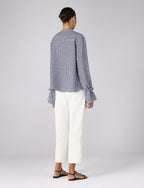 Rye Blouse: Linen, Navy Blue Gingham