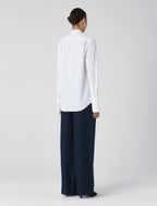 The Boyfriend Bow Tie: Fine Poplin, Blue and White Stripe