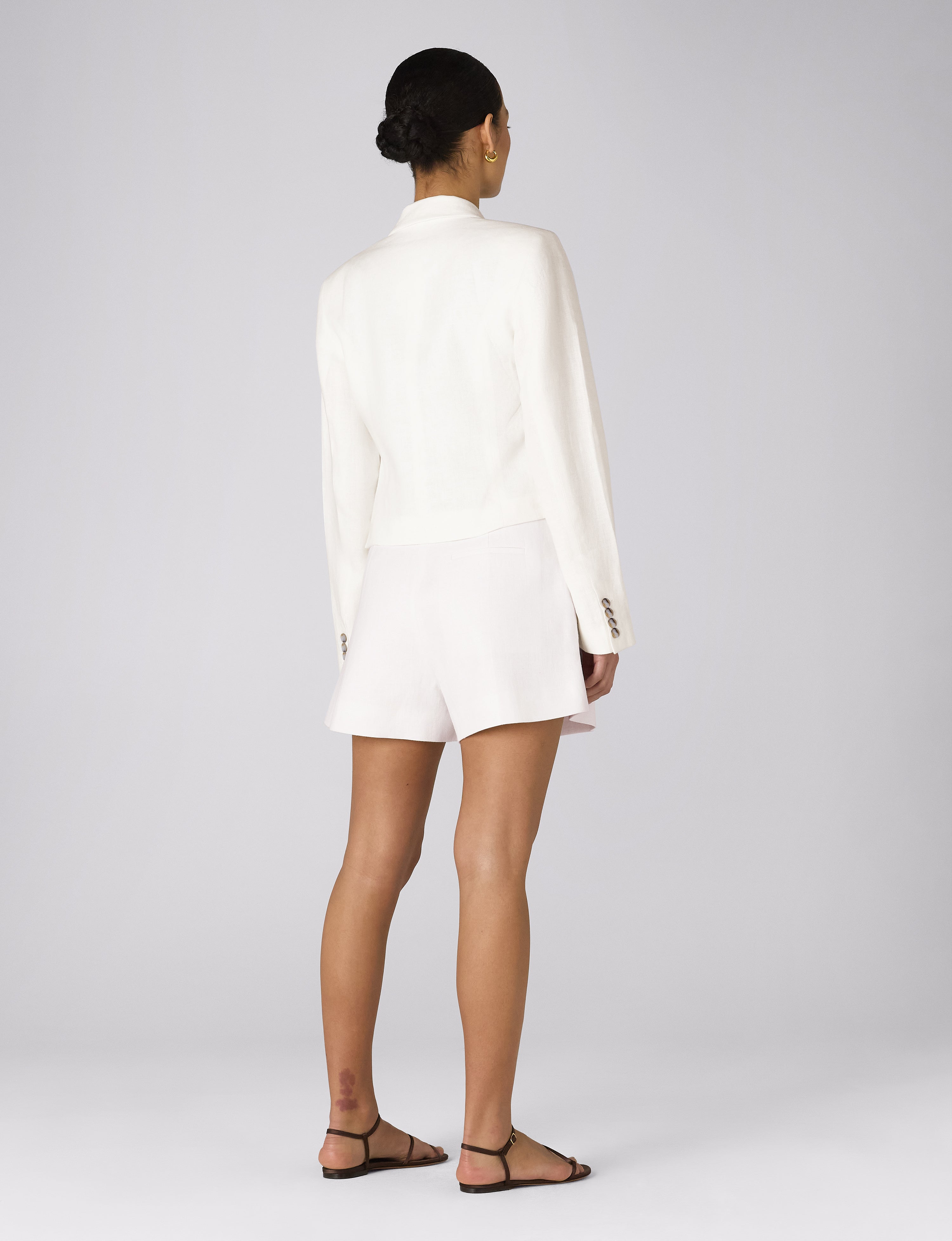 Belgravia Cropped Blazer: Linen, Ivory
