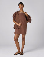 Andros Dress: Fine Poplin, Mocha x Lucy Williams