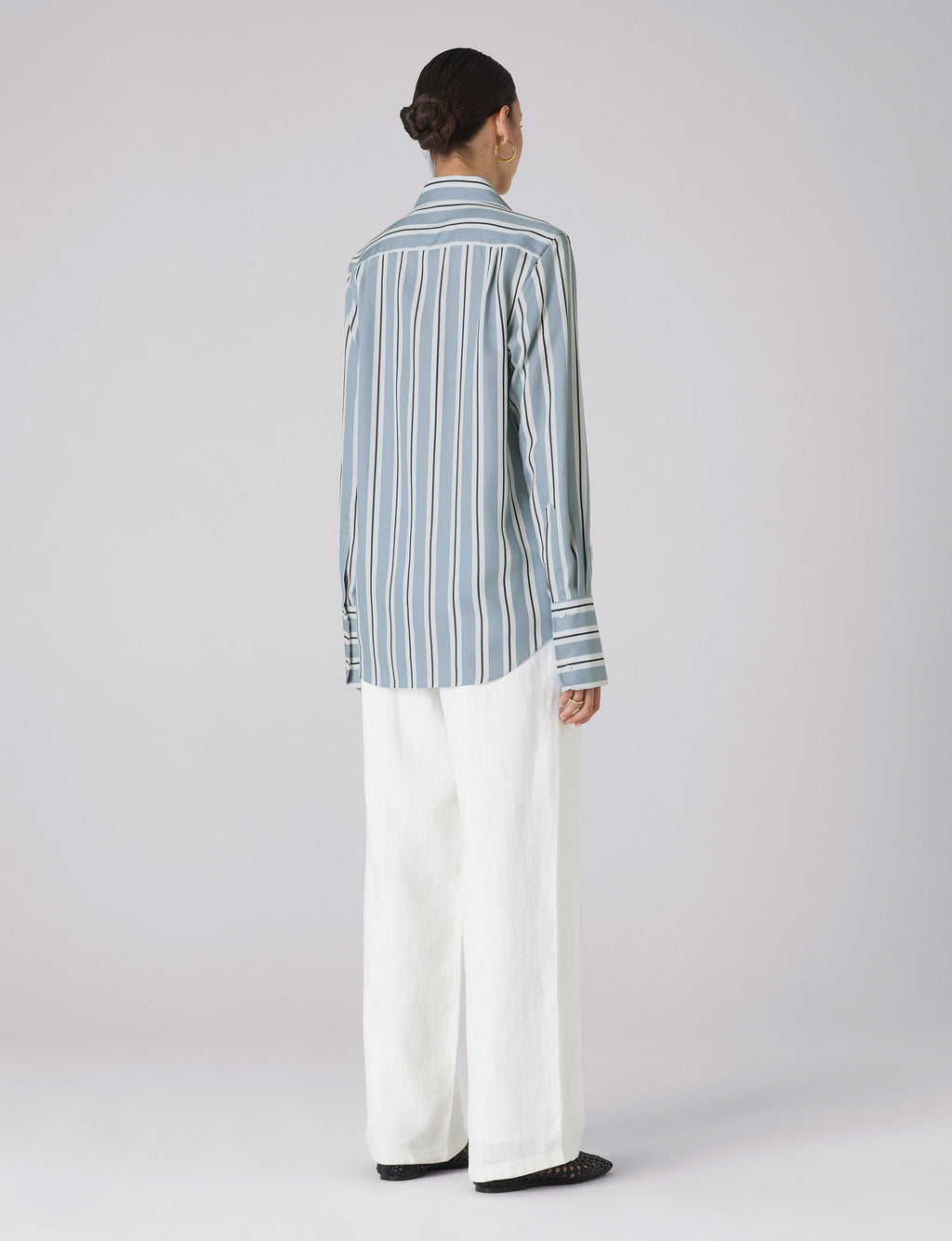 The Boyfriend Exaggerated Cuff: TENCEL™ Lyocell, Slate and Black Stripe