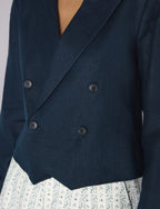 Belgravia Cropped Blazer: Linen, Navy Blue