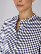 Rye Blouse: Linen, Navy Blue Gingham