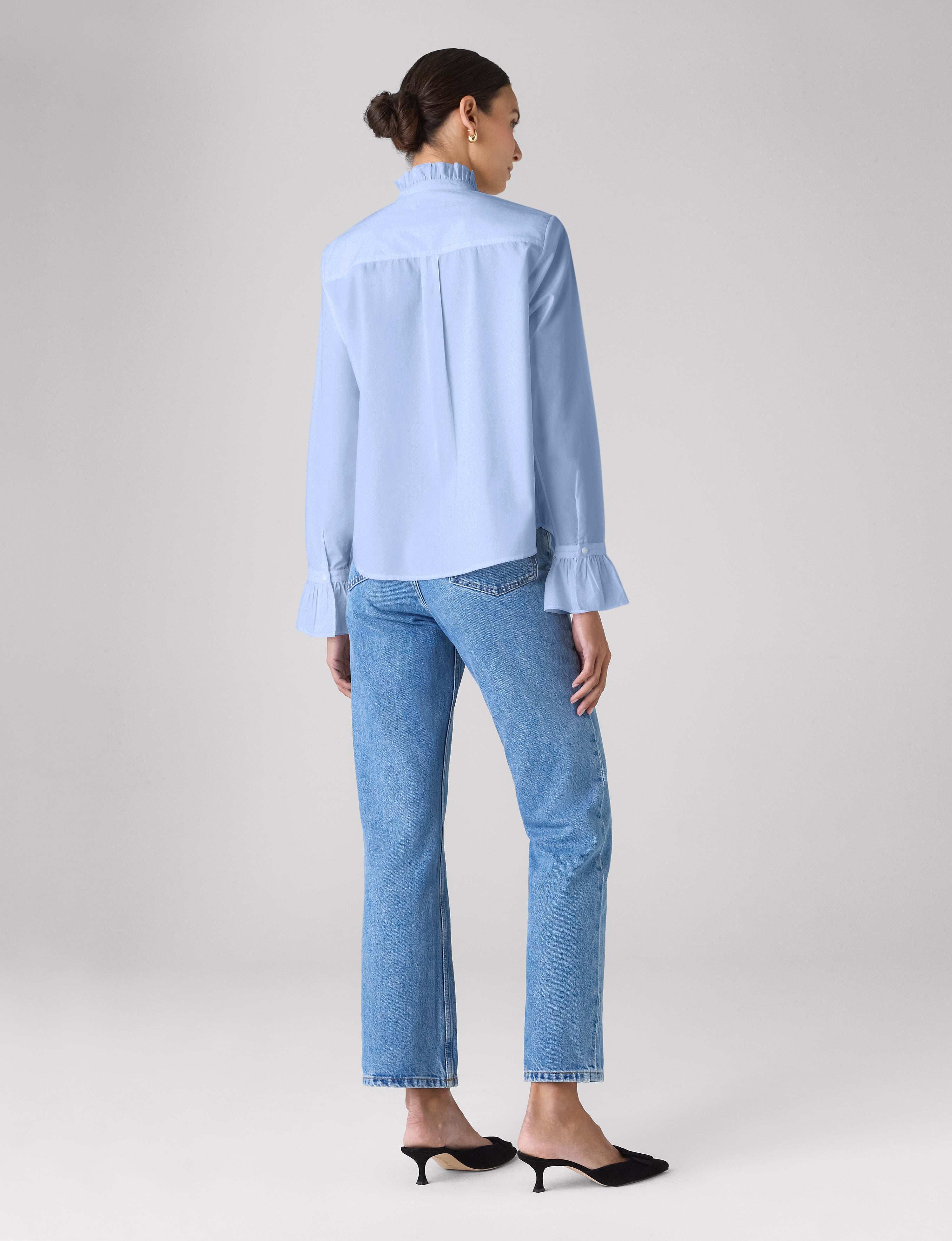 Kew Blouse: Fine Poplin, Sky Blue