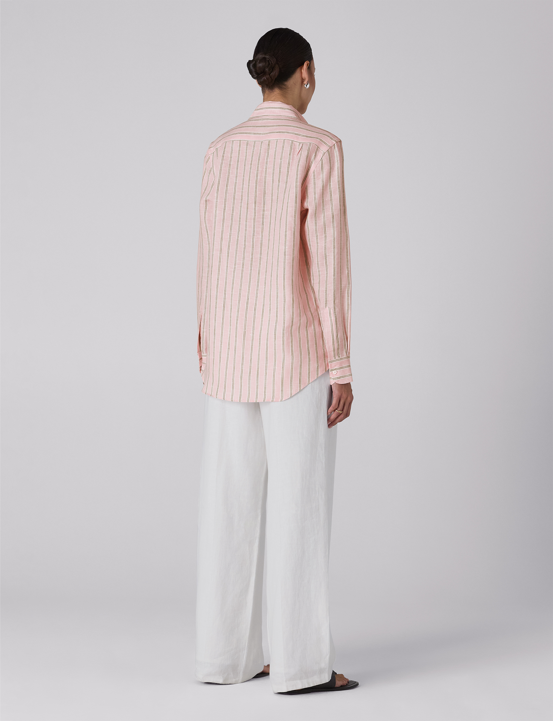 The Boyfriend: Linen, Pink and Green Stripe