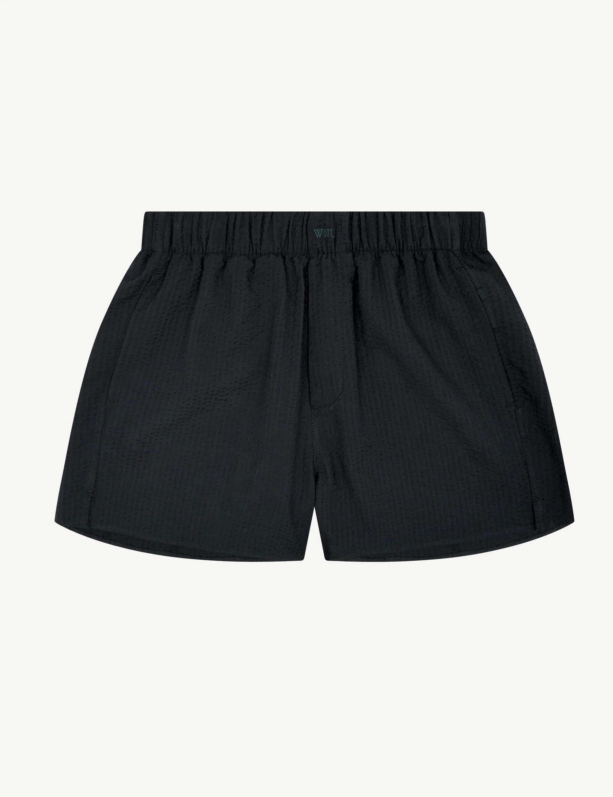 The Set: Seersucker Navy Blue Shirt & Boxer Shorts
